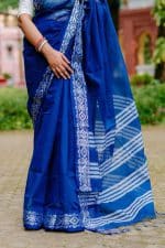 High Quality Silk+Cotton Jamdani Design Premium Combo- Blue - Image 7