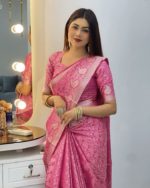 Kanchipuram Katan Saree Gift Package - Pink - Image 2