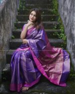 Kanchipuram Soft Silk Katan Saree Sequence Design- Blue