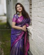 Kanchipuram Soft Silk Katan Saree Sequence Design- Blue - Image 2