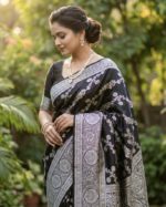 Premium Black Benaroshi Design Saree (With Matching Blouse Piece)